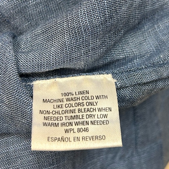 Blue Long Sleeve Linen Blouse | Size 0X - Picture 4 of 4